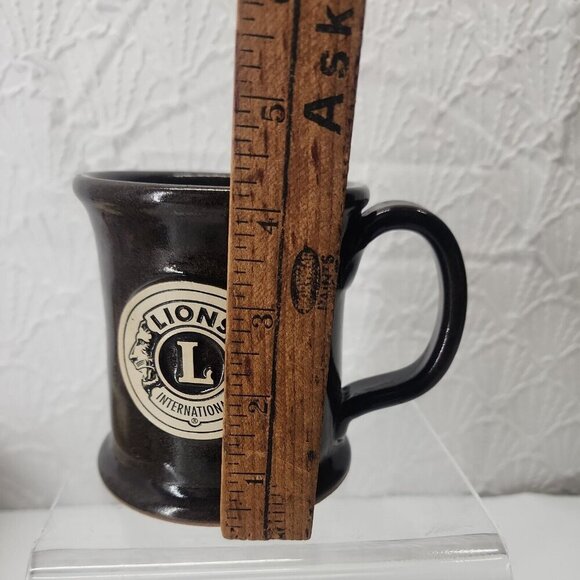 Lions International Handcrafted USA  Pottery Mug 12 Oz Chocolate Brown color - Picture 5 of 6